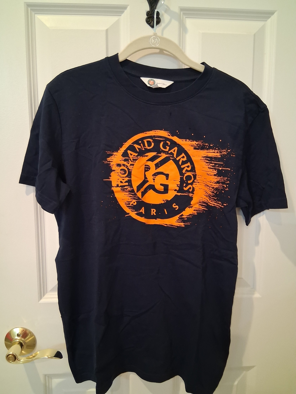 Roland Garros Navy Short Sleeve Graphic Tee with Orange Logo